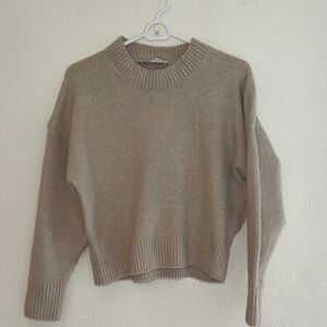 Zara Beige Crew Neck Sweater - Wool Blend
